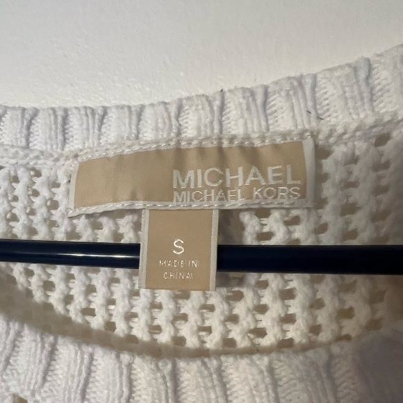 Michael Kors Women’s Size Small Open-Knit Sweater in White, Long Sleeve - Picture 4 of 8